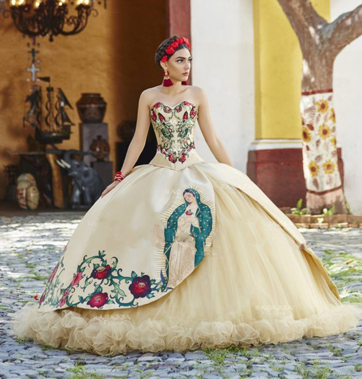 champagne quince dress